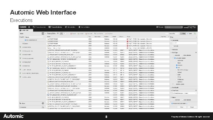 Automic Web Interface Executions 8 Property of Automic Software. All rights reserved 