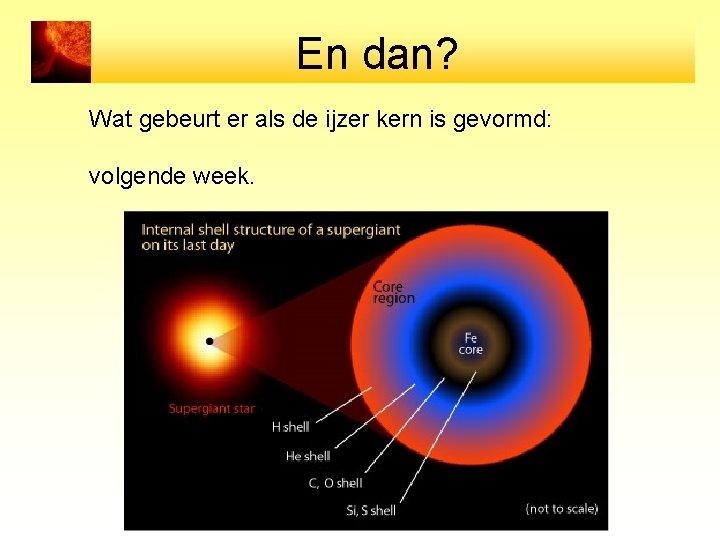 En dan? Wat gebeurt er als de ijzer kern is gevormd: volgende week. 