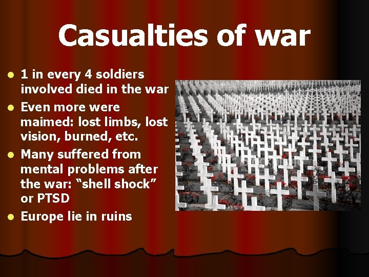 Casualties of war 1 in every 4 soldiers involved died in the war l