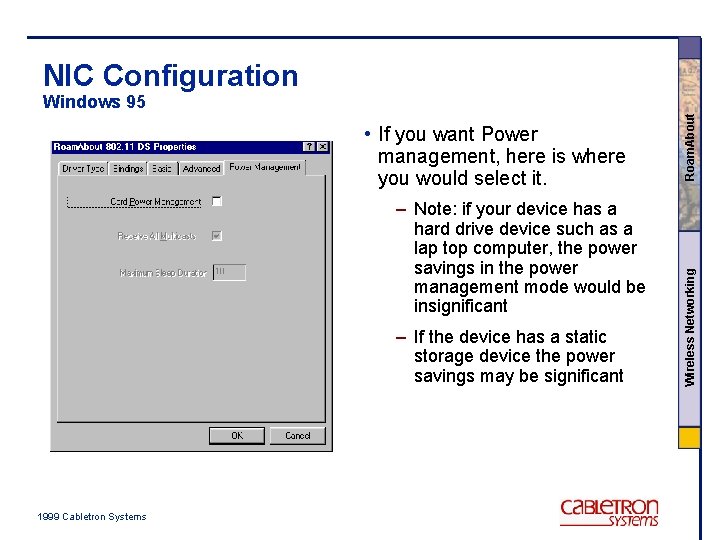 NIC Configuration – Note: if your device has a hard drive device such as
