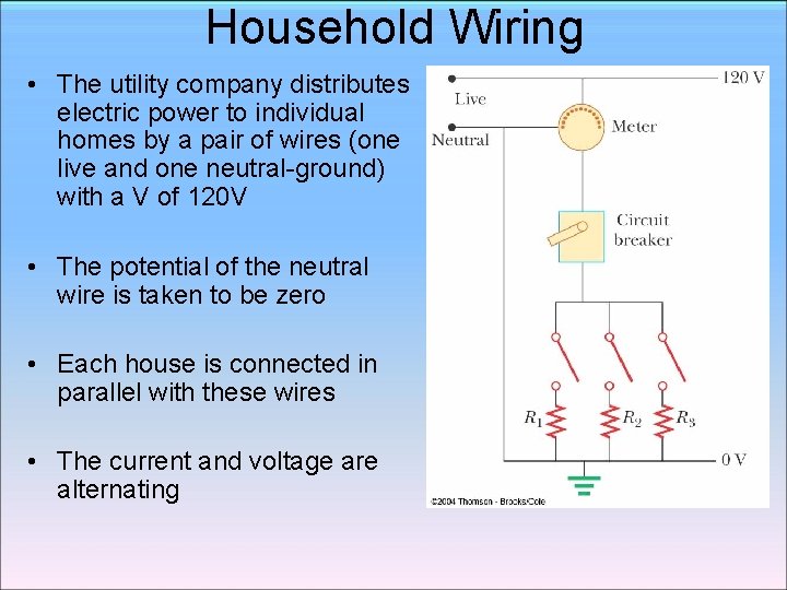 Household Wiring • The utility company distributes electric power to individual homes by a Household Wiring • The utility company distributes electric power to individual homes by a