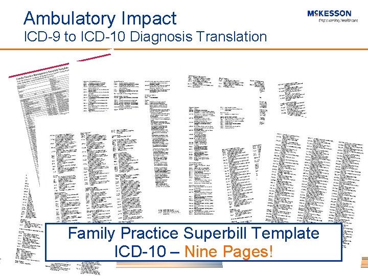 Ambulatory Impact ICD-9 to ICD-10 Diagnosis Translation Family Practice Superbill Template ICD-10 – Nine