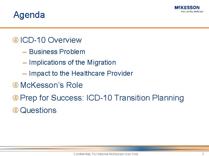 Agenda ICD-10 Overview ─ Business Problem ─ Implications of the Migration ─ Impact to