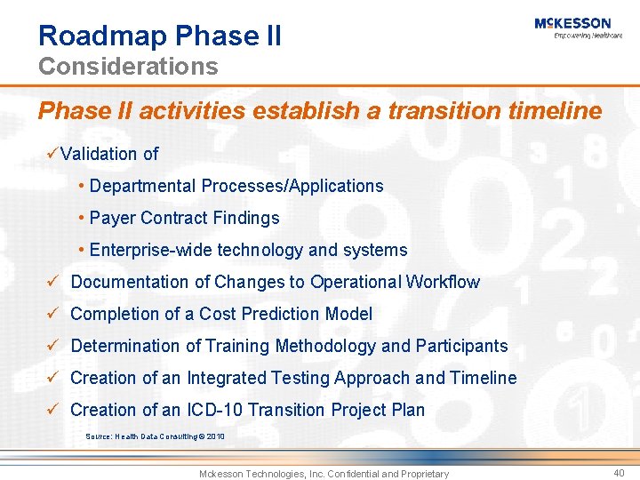 Roadmap Phase II Considerations Phase II activities establish a transition timeline üValidation of • Roadmap Phase II Considerations Phase II activities establish a transition timeline üValidation of •