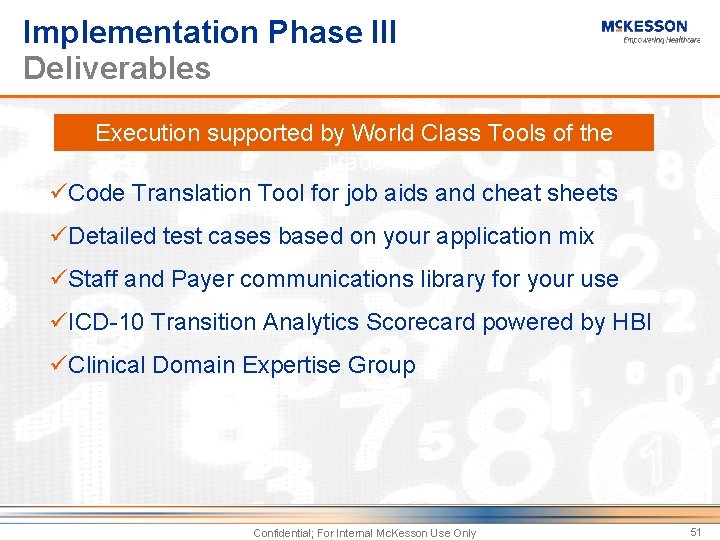 Implementation Phase III Deliverables Execution supported by World Class Tools of the Trade üCode