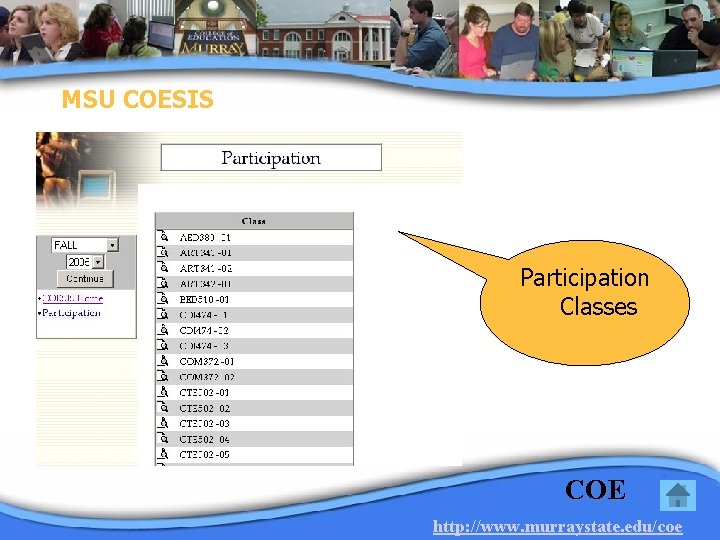 MSU COESIS Participation Classes COE http: //www. murraystate. edu/coe 