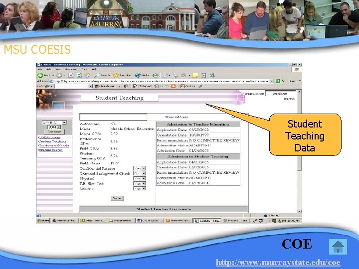 MSU COESIS Student Teaching Data COE http: //www. murraystate. edu/coe 