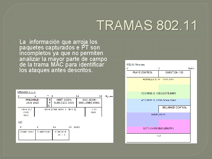 TRAMAS 802. 11 � La información que arroja los paquetes capturados e PT son