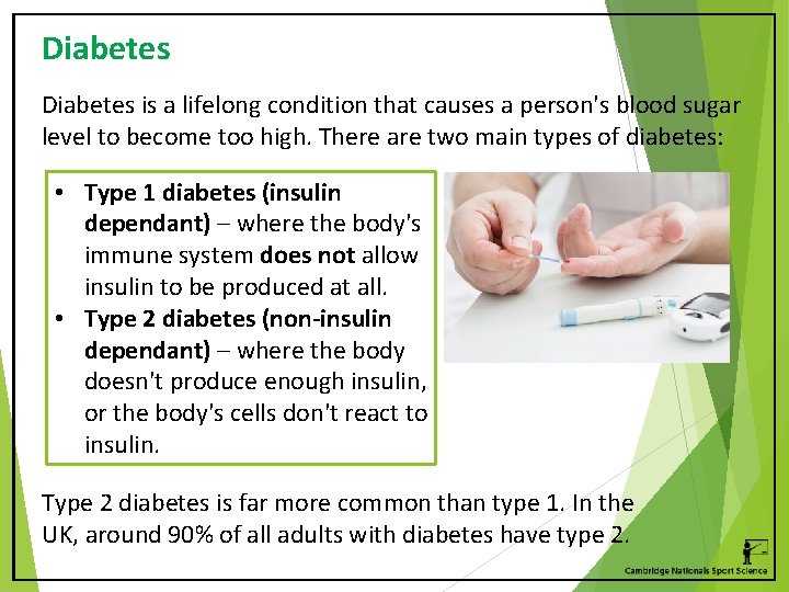 Diabetes is a lifelong condition that causes a person's blood sugar level to become