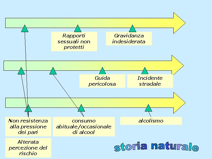 Rapporti sessuali non protetti Gravidanza indesiderata Guida pericolosa Non resistenza alla pressione dei pari