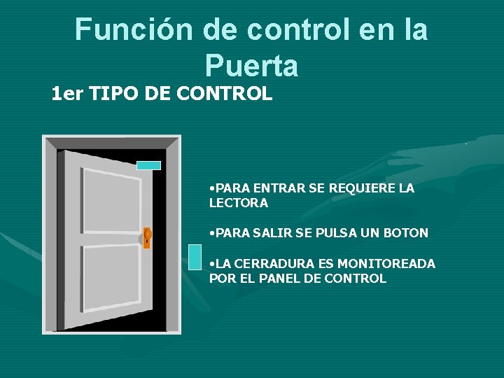 Función de control en la Puerta 1 er TIPO DE CONTROL • PARA ENTRAR