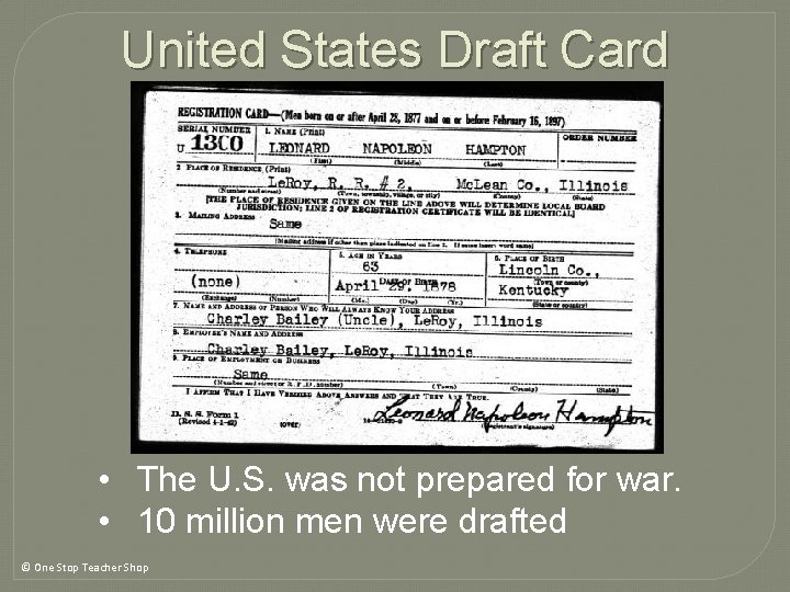 United States Draft Card If the pink gorilla eats watermelon every night, how much United States Draft Card If the pink gorilla eats watermelon every night, how much