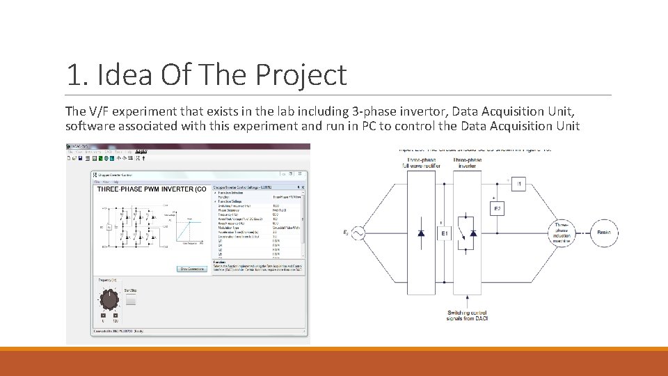 1. Idea Of The Project The V/F experiment that exists in the lab including