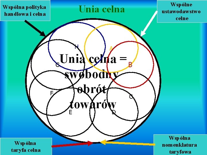 Wspólna polityka handlowa i celna Unia celna H Wspólne ustawodawstwo celne A Unia celna