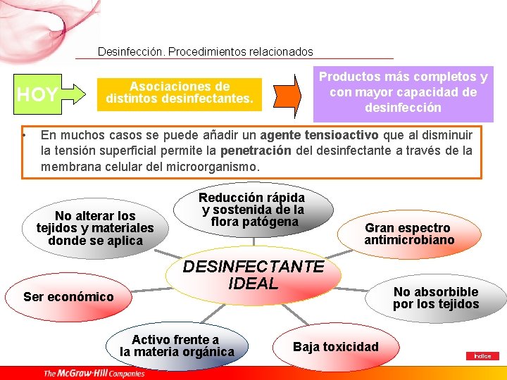 Desinfección. Procedimientos relacionados HOY • Productos más completos y con mayor capacidad de desinfección