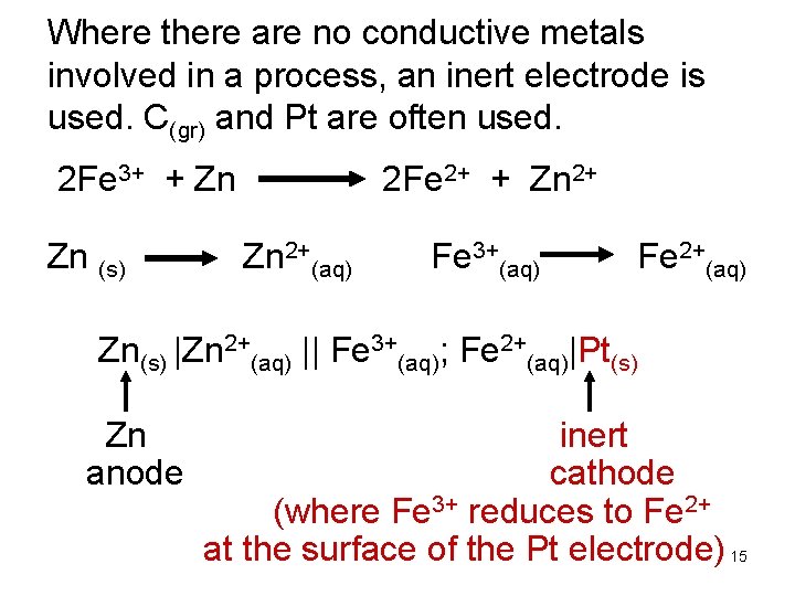 Where there are no conductive metals involved in a process, an inert electrode is