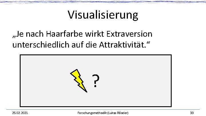 Visualisierung „Je nach Haarfarbe wirkt Extraversion unterschiedlich auf die Attraktivität. “ ? 25. 02.