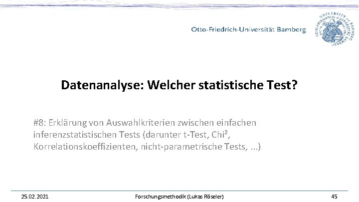 Datenanalyse: Welcher statistische Test? #8: Erklärung von Auswahlkriterien zwischen einfachen inferenzstatistischen Tests (darunter t-Test,