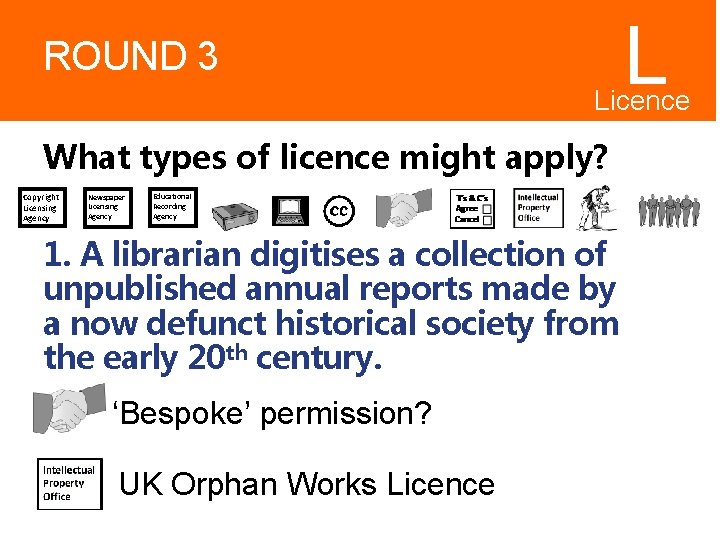 ROUND 3 L Licence s What types of licence might apply? Copyright Licensing Agency ROUND 3 L Licence s What types of licence might apply? Copyright Licensing Agency