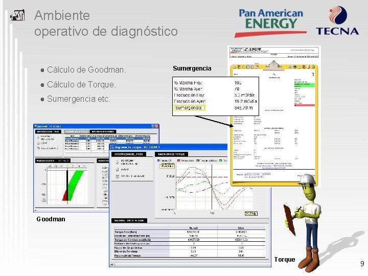 Ambiente operativo de diagnóstico ● Cálculo de Goodman. Sumergencia ● Cálculo de Torque. ●