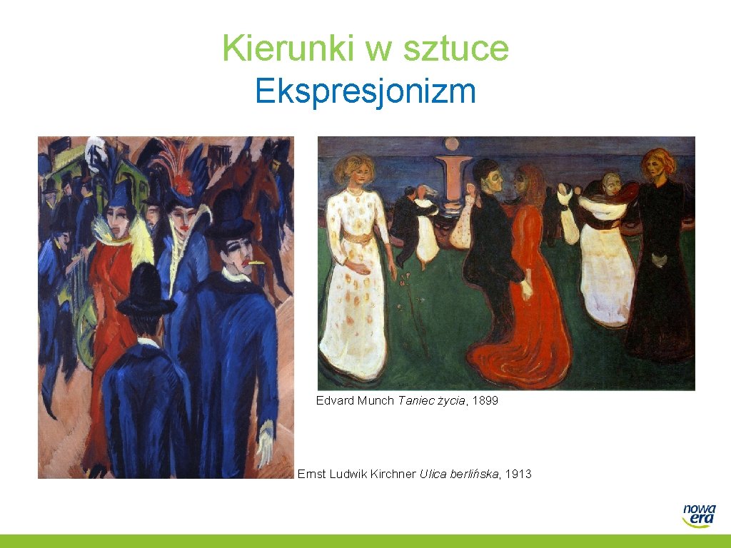 Kierunki w sztuce Ekspresjonizm Edvard Munch Taniec życia, 1899 Ernst Ludwik Kirchner Ulica berlińska,