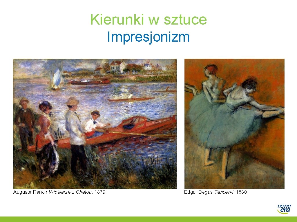 Kierunki w sztuce Impresjonizm Auguste Renoir Wioślarze z Chatou, 1879 Edgar Degas Tancerki, 1880