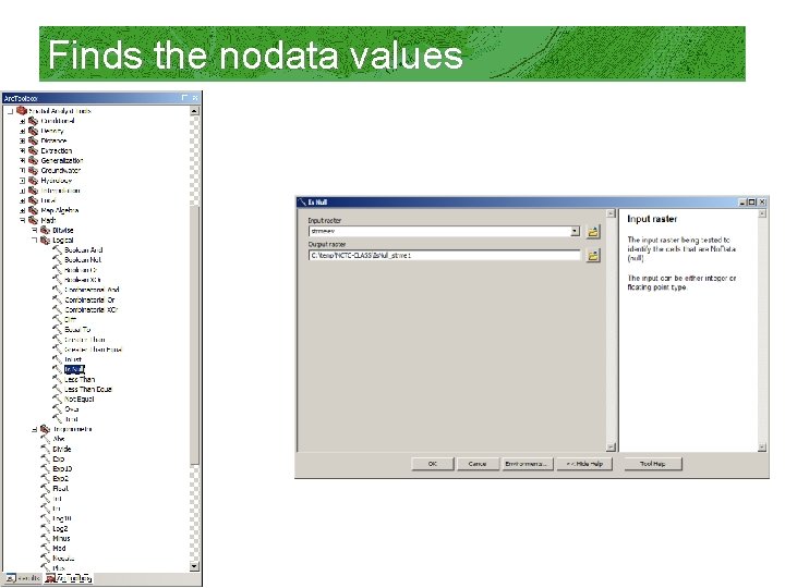 Finds the nodata values 