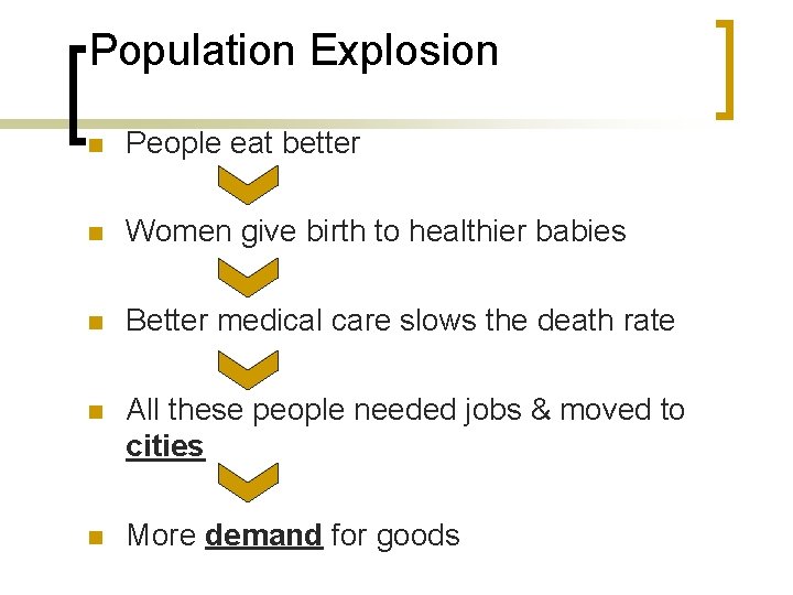 Population Explosion n People eat better n Women give birth to healthier babies n