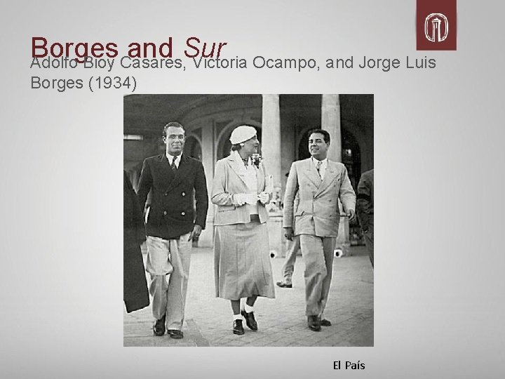 Borges and Sur Adolfo Bioy Casares, Victoria Ocampo, and Jorge Luis Borges (1934) El