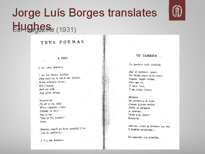 Jorge Luís Borges translates Hughes Sur magazine (1931) 