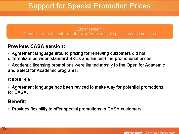 Support for Special Promotion Prices Enhancement: Changes to agreement clear the way for the