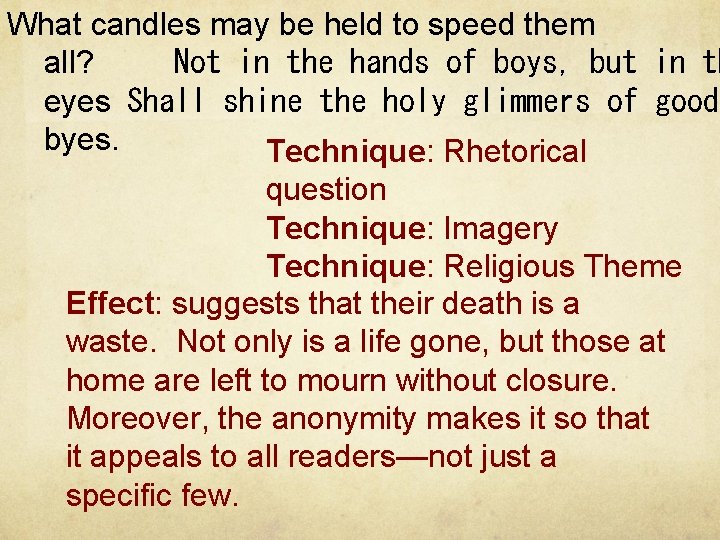 What candles may be held to speed them all?   Not in the hands