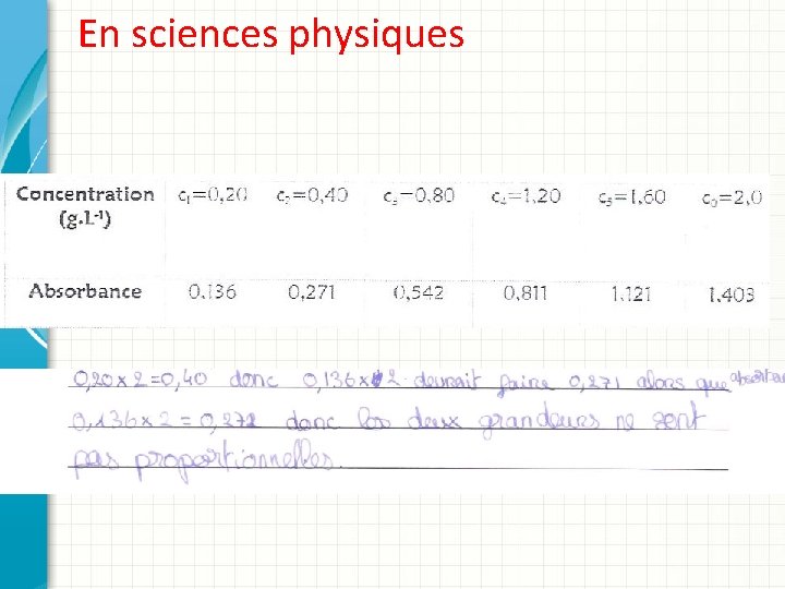 En sciences physiques 