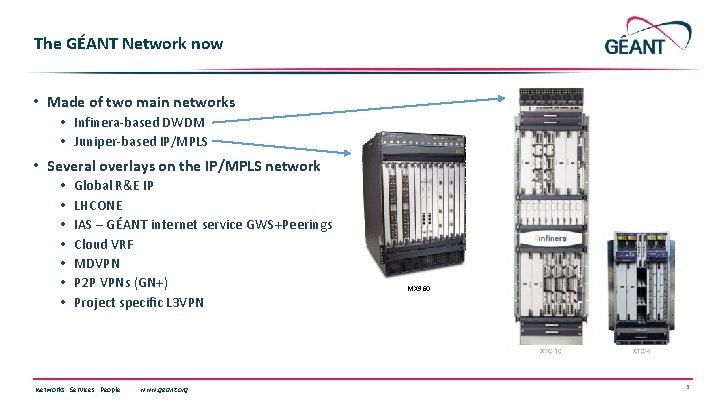 The GÉANT Network now • Made of two main networks • Infinera-based DWDM •