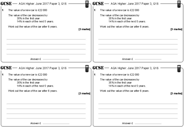 AQA Higher: June 2017 Paper 3, Q 16 1 AQA Higher: June 2017 Paper