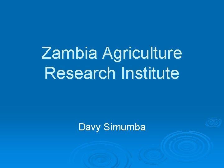 Zambia Agriculture Research Institute Davy Simumba 