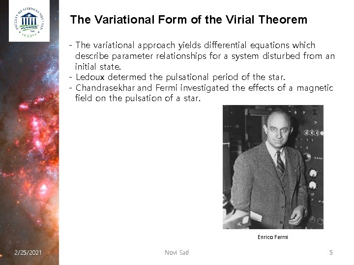 The Variational Form of the Virial Theorem - The variational approach yields differential equations
