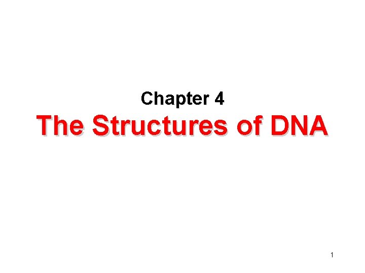 Chapter 4 The Structures of DNA 1 