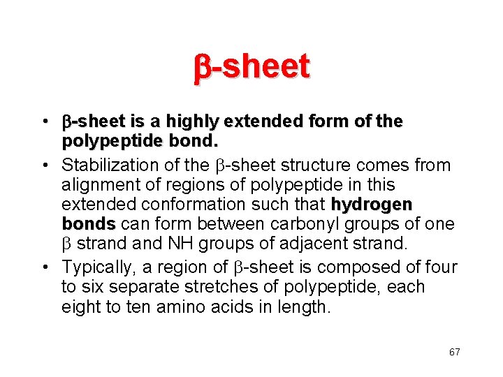  -sheet • -sheet is a highly extended form of the polypeptide bond. •