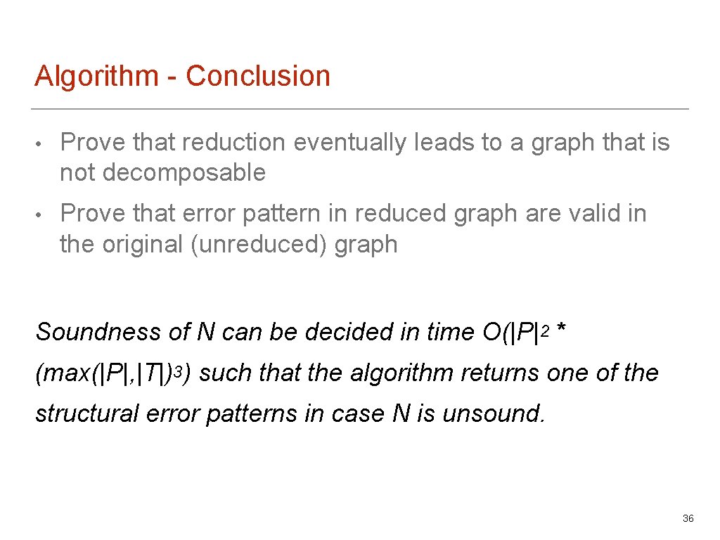 Algorithm - Conclusion • Prove that reduction eventually leads to a graph that is