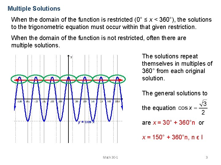 Multiple Solutions When the domain of the function is restricted (0° ≤ x <