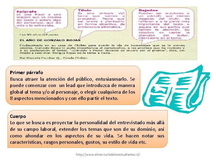 Primer párrafo Busca atraer la atención del público, entusiasmarlo. Se puede comenzar con un