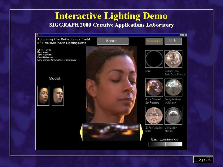 Interactive Lighting Demo SIGGRAPH 2000 Creative Applications Laboratory 