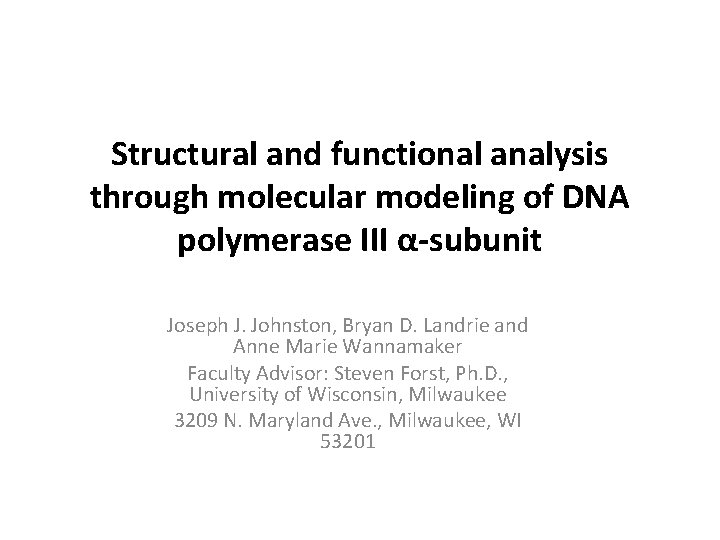 Structural and functional analysis through molecular modeling of