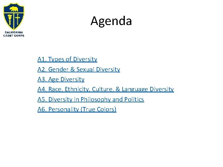 Agenda A 1. Types of Diversity A 2. Gender & Sexual Diversity A 3.