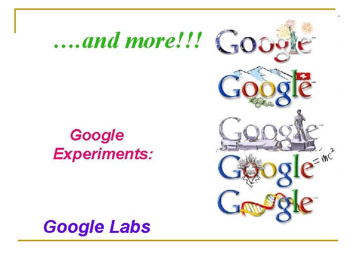 …. and more!!! Google Experiments: Google Labs 