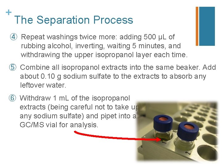 + The Separation Process ④ Repeat washings twice more: adding 500 µL of rubbing