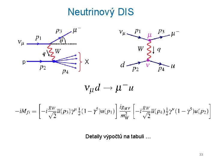 Neutrinový DIS Detaily výpočtů na tabuli … 33 