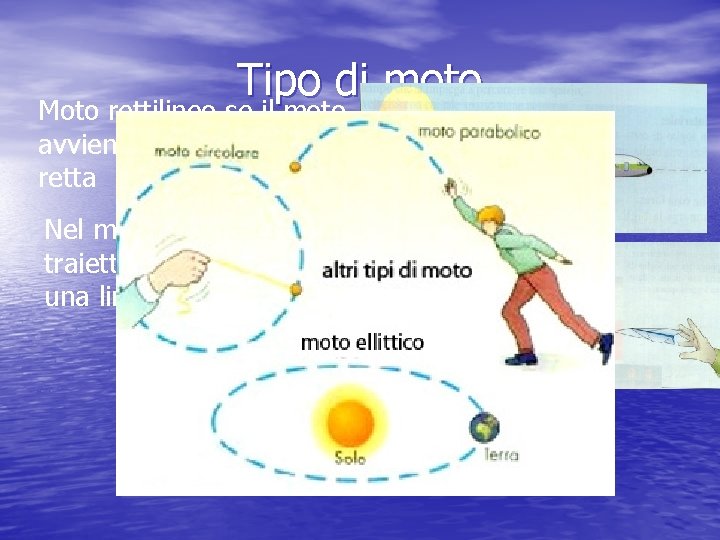 Tipo di moto Moto rettilineo se il moto avviene lungo una linea retta Nel