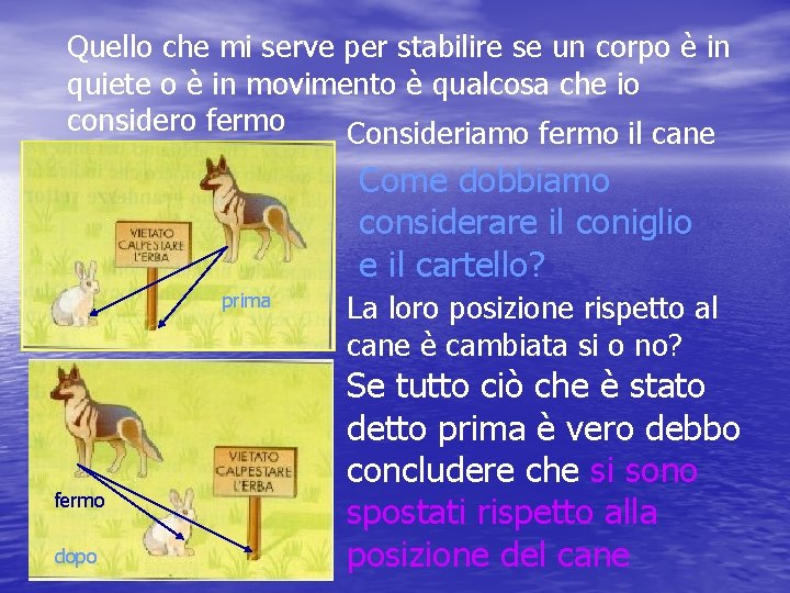 Quello che mi serve per stabilire se un corpo è in quiete o è